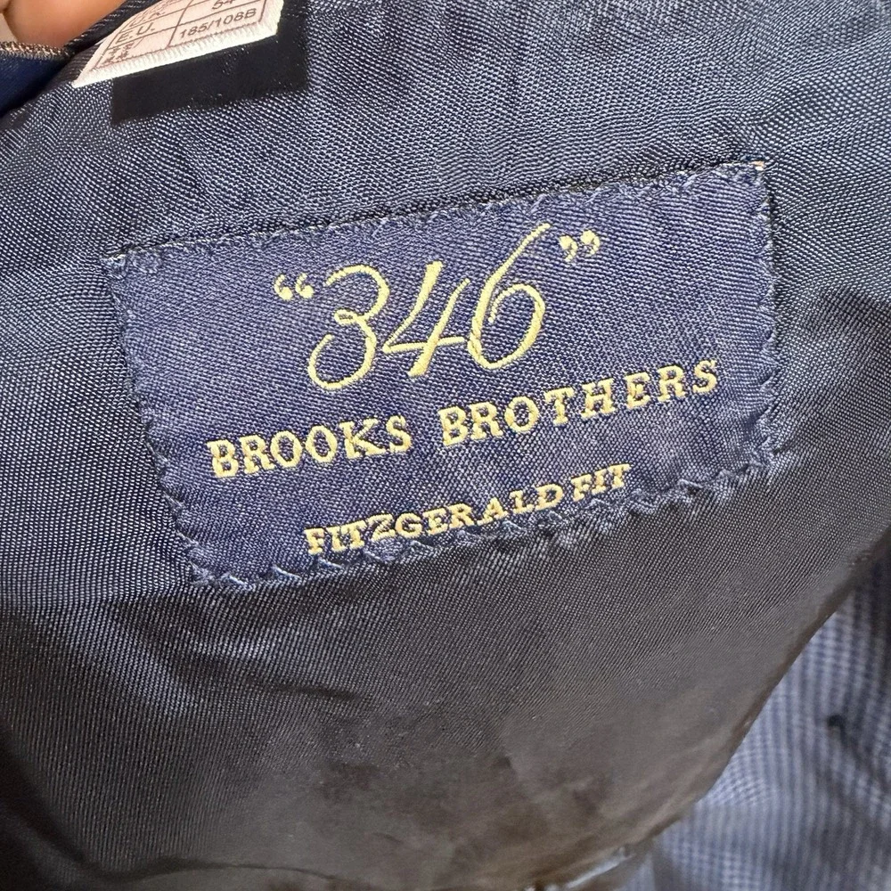 Brooks Brothers 346 Fitzgerald Fit Check Blazer Men 42R‎ Wool Old Money Sport